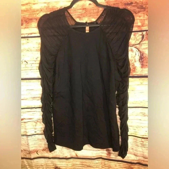 Women’s Black Long Sleeve top with mesh sleeves - Picture 9 of 10